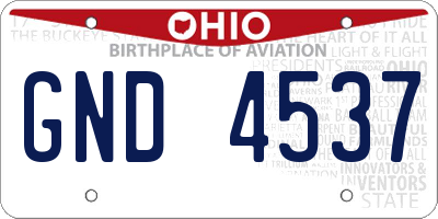 OH license plate GND4537