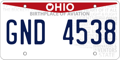 OH license plate GND4538