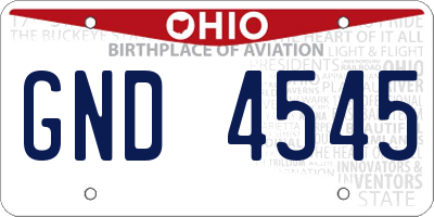 OH license plate GND4545