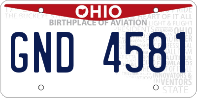 OH license plate GND4581