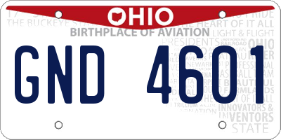 OH license plate GND4601