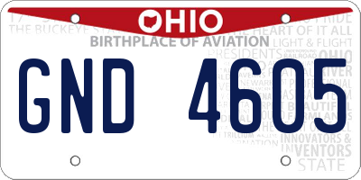 OH license plate GND4605
