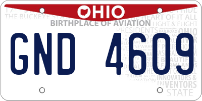 OH license plate GND4609