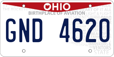 OH license plate GND4620