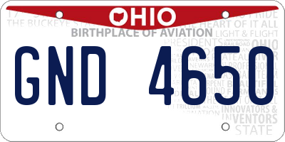 OH license plate GND4650