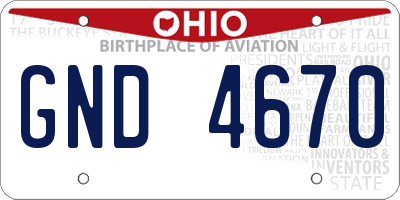 OH license plate GND4670