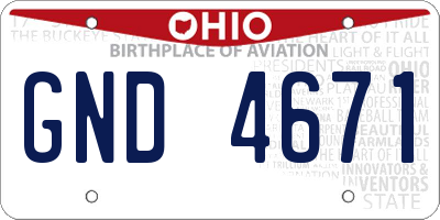 OH license plate GND4671