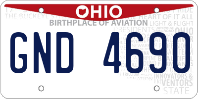 OH license plate GND4690