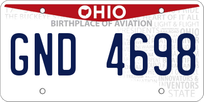 OH license plate GND4698