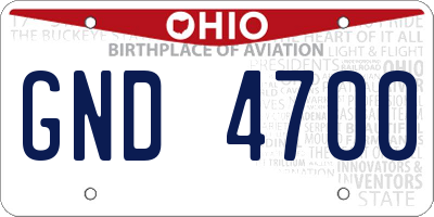 OH license plate GND4700