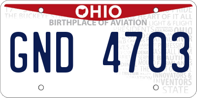 OH license plate GND4703
