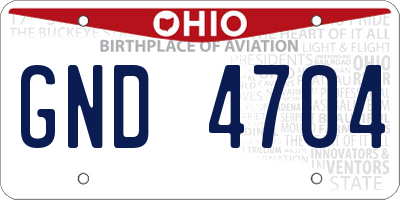OH license plate GND4704