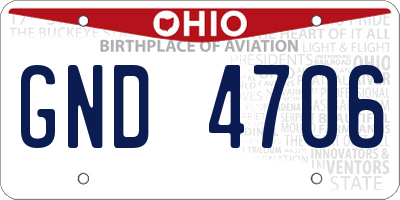 OH license plate GND4706