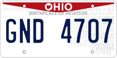 OH license plate GND4707