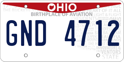 OH license plate GND4712