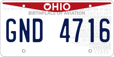 OH license plate GND4716