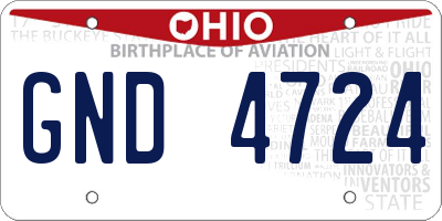 OH license plate GND4724