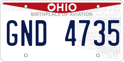 OH license plate GND4735
