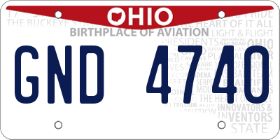 OH license plate GND4740