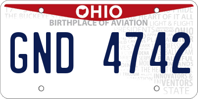 OH license plate GND4742