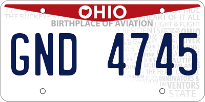 OH license plate GND4745