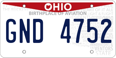 OH license plate GND4752