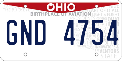 OH license plate GND4754