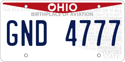 OH license plate GND4777