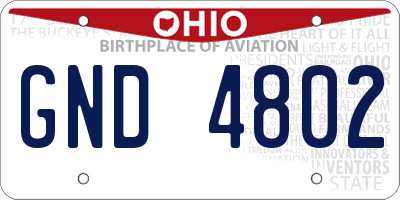 OH license plate GND4802