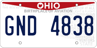 OH license plate GND4838