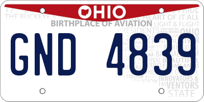 OH license plate GND4839