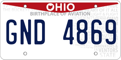 OH license plate GND4869