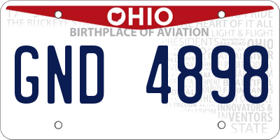 OH license plate GND4898