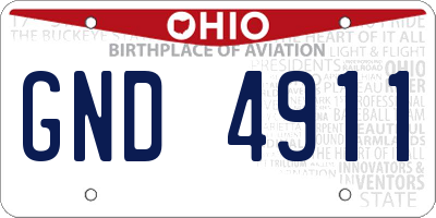OH license plate GND4911