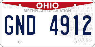 OH license plate GND4912