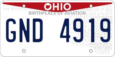 OH license plate GND4919