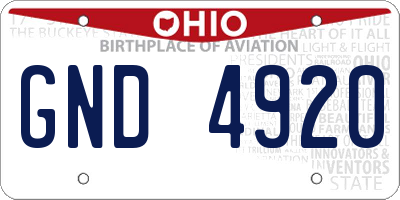 OH license plate GND4920