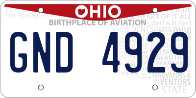 OH license plate GND4929