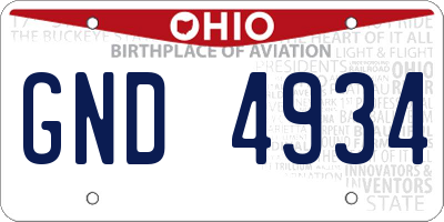 OH license plate GND4934