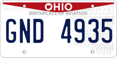 OH license plate GND4935