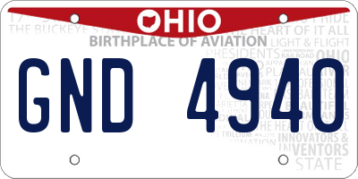 OH license plate GND4940