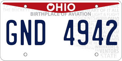 OH license plate GND4942