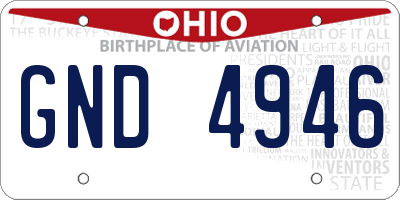 OH license plate GND4946
