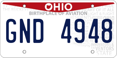 OH license plate GND4948