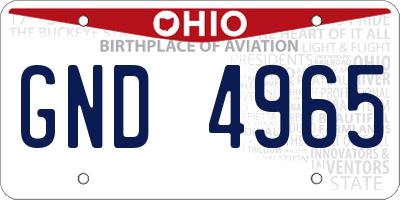 OH license plate GND4965