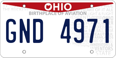 OH license plate GND4971