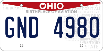 OH license plate GND4980