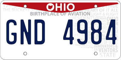 OH license plate GND4984