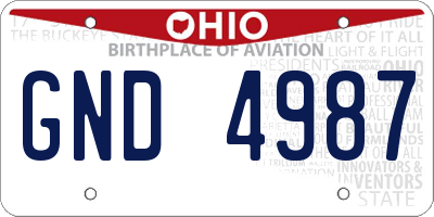 OH license plate GND4987