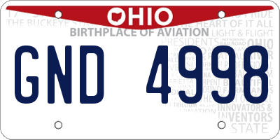 OH license plate GND4998